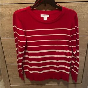 Liz Claiborne Red and White Striped Crewneck Sweater